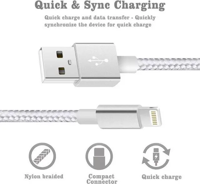 Alt view image 2 of 7 - iPhone Charger Cable [Mfi-Certified] 3Pack 10ft Nylon Braided High Speed USB Charging Cord Compatible with iPhone 12/11/XS/XR/X/8/7/6/5/iPad-SilverGray