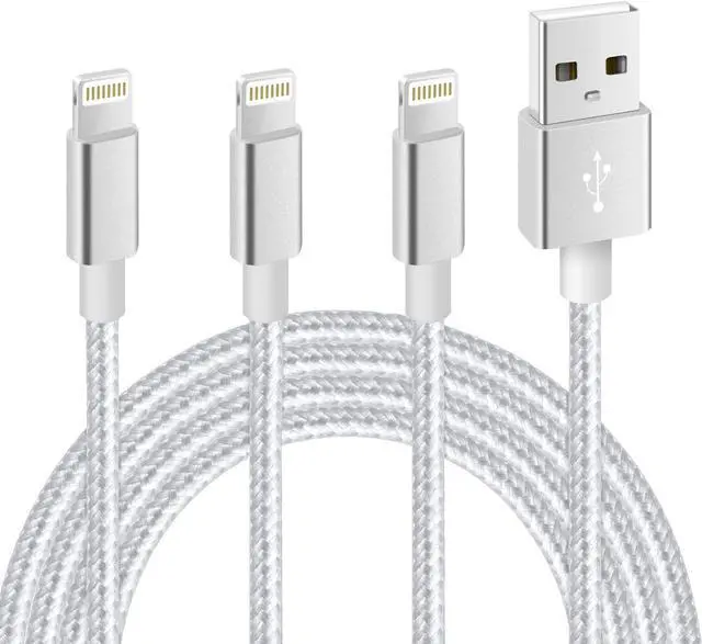 Main image of iPhone Charger [3pack 10FT] MFi Certified Nylon Braided Lightning Cable High Speed Charging USB Cords Compatible with iPhone 12/11/XS/XR/X/8/7/6/6S/5S/5/iPad,Silvergray