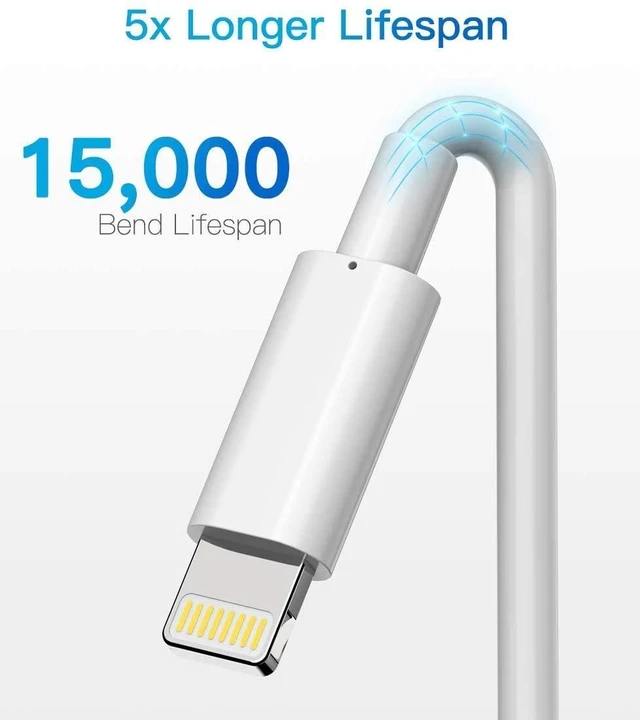 Alt view image 4 of 6 - Lightning Cable MFi Certified - iPhone Charger 3Pack 6FT Lightning to USB A Charging Cable Cord Compatible with iPhone 14 13 12 Mini Pro Max SE 11 Xs Max XR X 8 7 6 Plus 5S iPad Pro Airpods - White