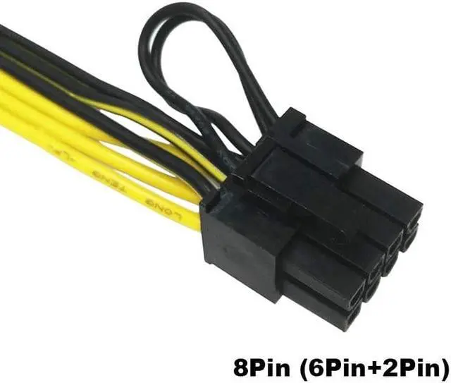Alt view image 6 of 7 - Endlesss 6 Pin Male to 8 Pin (6+2) Male PCIe Adapter Power Cable PCI Express Extension Cable 12.5 Inches (2 Pack)