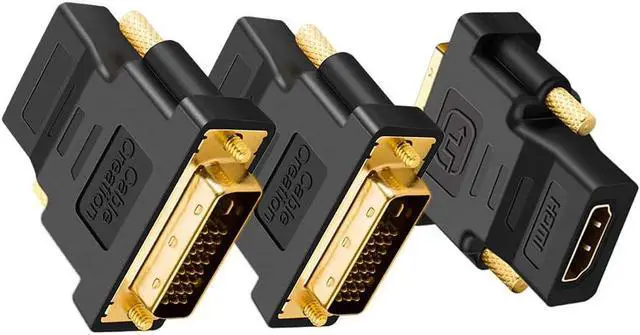 Main image of DVI to HDMI Adapter, CableCreation 3-Pack Bi-Directional DVI-D(24+1) Male to HDMI Female Converter,HDMI to DVI Adapter,Support 1080P 3D for PS3,PS4,TV Box,Blu-ray,Projector,HDTV