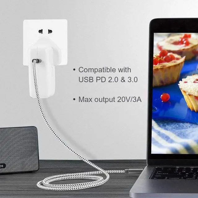Alt view image 3 of 7 - CableCreation USB C Cable 10FT [2-Pack], Cable Type C to Type C Fast Charging 3A 60W, Braided USB C Cable 3m, Compatible with MacBook Pro, Air, S21/S20+/S20 Ultra/S10, Note 10,etc. 3m / Space Gray