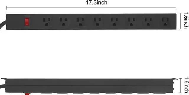 Alt view image 2 of 7 - 4Pack Metal 8 Outlet Mountable Power Strip, Wall Mount Outlet Heavy Duty, Wide Spaced Commercial Shop Power Strip with Switch, 6 FT Power Cord.