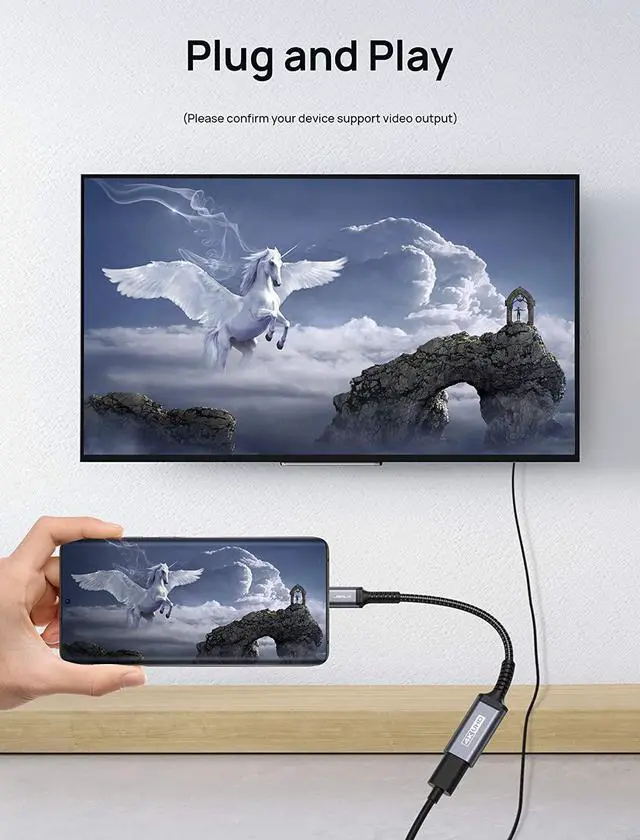 Alt view image 3 of 7 - USB C to HDMI Adapter, Good Product Outlet 4K USB Type-C to HDMI Female Adapter [Thunderbolt 3 Compatible] for Samsung Galaxy S21 S20 Ultra Note 20 10 9 8 S10 S9 S8 Plus, Dell XPS 15-Grey