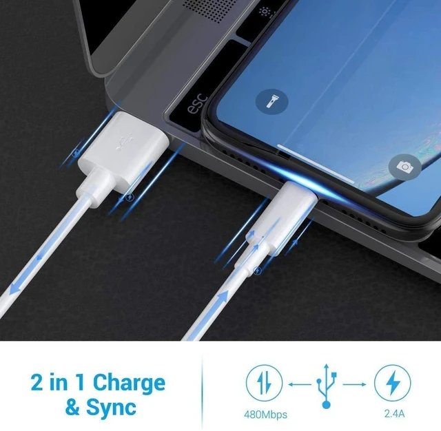 Alt view image 5 of 6 - Lightning Cable MFi Certified - iPhone Charger 3Pack 6FT Lightning to USB A Charging Cable Cord Compatible with iPhone 14 13 12 Mini Pro Max SE 11 Xs Max XR X 8 7 6 Plus 5S iPad Pro Airpods - White