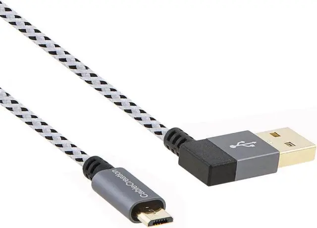 Alt view image 5 of 6 - CableCreation [2-Pack] 10 FT Left Angle USB 2.0 Charge Cable, 90 Degree Android Micro USB Charging Cable, Compatible Samsung, Galaxy S7 Edge, Moto G5, PS4, 3M, Space Gray