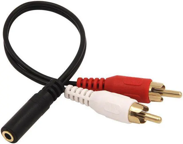 Alt view image 4 of 7 - 3.5mm Female to 2 RCA Male Stereo Audio Y Cable 2-Pack Gold Plated Adapter Compatible for TV Smartphones MP3 Tablets Speakers Home Theater (8 inch)