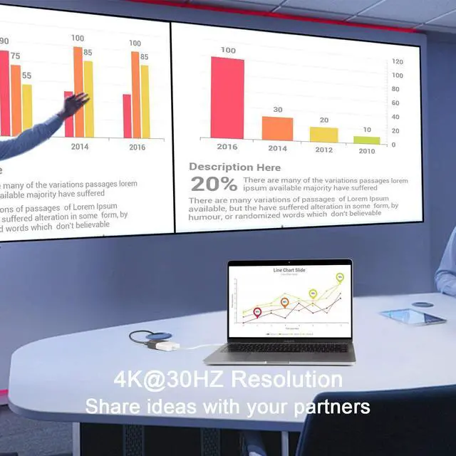 Alt view image 5 of 7 - USB C to VGA Adapter, CableCreation USB Type C to VGA Converter 1080P, Compatible with MacBook Pro 2020, iPad Pro 2020 2018, Chromebook Pixel, XPS 13, Surface Book 2 to Projector, HDTV, Monitor