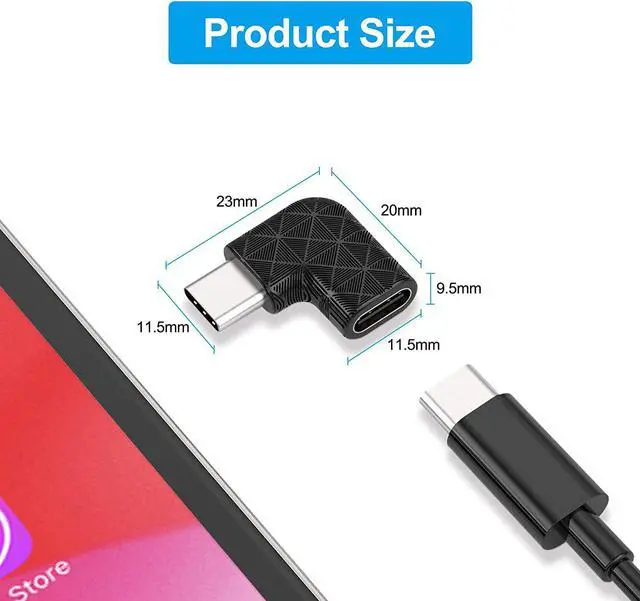 Alt view image 3 of 7 - USB C Right Angle Adapter 90 Degree USB C to USB Type-C Male to Female Adapter (3 Pack). Support USB-C 3.1 PD 100W Quick Charge 10Gb/s Data Transfer for Laptop & Tablet & Mobile Phone -Black