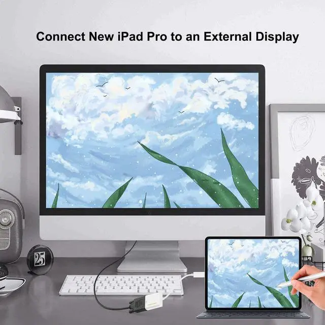 Alt view image 3 of 7 - USB C to VGA Adapter, CableCreation USB Type C to VGA Converter 1080P, Compatible with MacBook Pro 2020, iPad Pro 2020 2018, Chromebook Pixel, XPS 13, Surface Book 2 to Projector, HDTV, Monitor