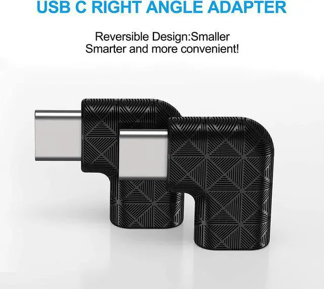 Alt view image 7 of 7 - USB C Right Angle Adapter 90 Degree USB C to USB Type-C Male to Female Adapter (3 Pack). Support USB-C 3.1 PD 100W Quick Charge 10Gb/s Data Transfer for Laptop & Tablet & Mobile Phone -Black