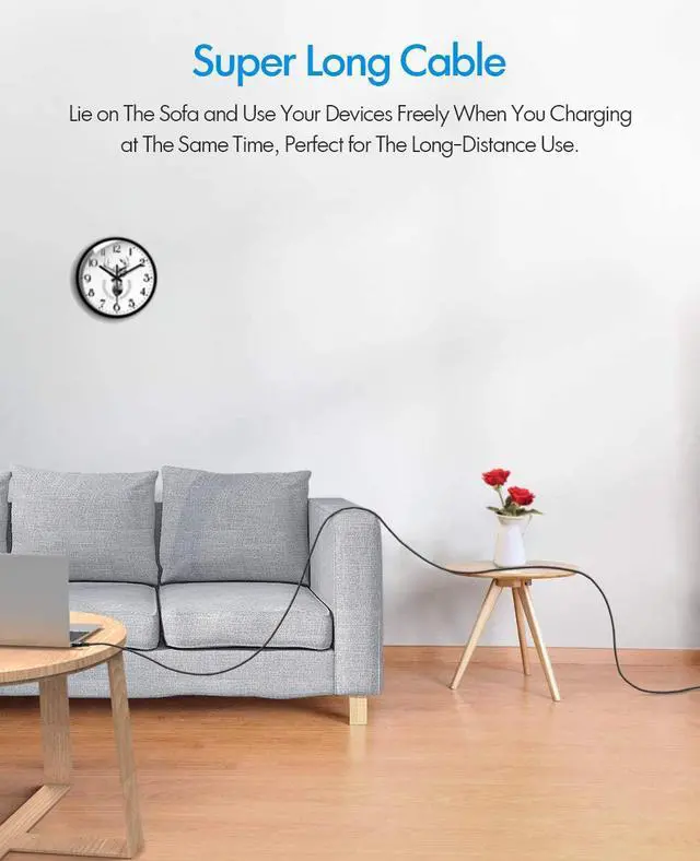 Alt view image 7 of 7 - [10ft 2-Pack] Long USB C to USB C Cable Fast Charging 60W, PD Type C Charger Cord for Samsung Galaxy S24 S23 S22 Ultra Flip, for iPhone 15 Pro Max/Plus, for /iPad, Pixel