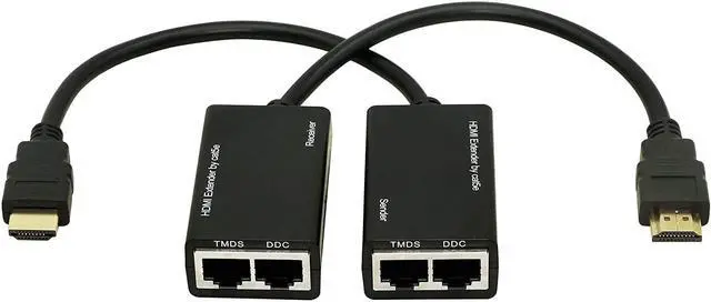 Alt view image 2 of 5 - HDMI Extender,HDMI to RJ45 Network Cable Extender Converter Repeater Over Cat 5e / 6 1080p up to 30m Extender for HDTV HDPC PS4 STB 4K 2K (Double Port-30m)