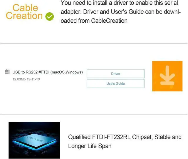 Alt view image 6 of 7 - CableCreation USB to RS232 Serial Adapter (FTDI Chip), 10 Feet USB to DB9 Female Converter Cable for Windows 11, 10, 8.1, 8, 7, Vista, XP, 2000, Linux and Mac OS X, macOS, 3 Meters/Black