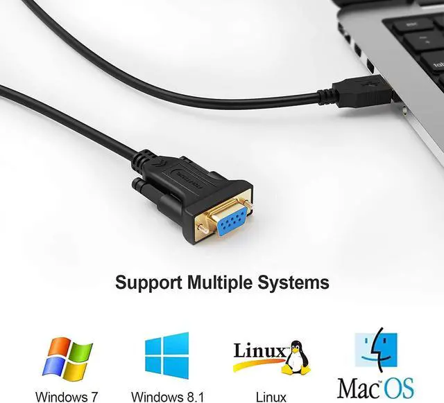 Alt view image 5 of 7 - CableCreation USB to RS232 Serial Adapter (FTDI Chip), 10 Feet USB to DB9 Female Converter Cable for Windows 11, 10, 8.1, 8, 7, Vista, XP, 2000, Linux and Mac OS X, macOS, 3 Meters/Black