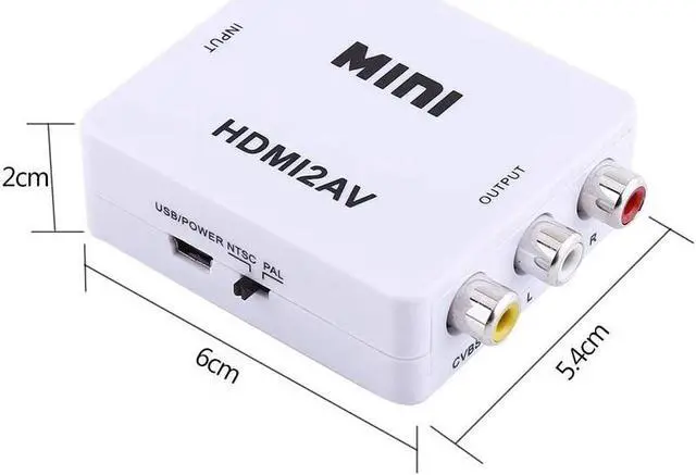 Alt view image 7 of 7 - Digital RCA to HDMI Converter,1080P AV to HDMI Video Converter Mini RCA Composite CVBS Adapter with USB Charge Cable Support 1080P for PC Laptop Mini Xbox PS2 PS3 TV STB VHS VCR Camera DVD(White)