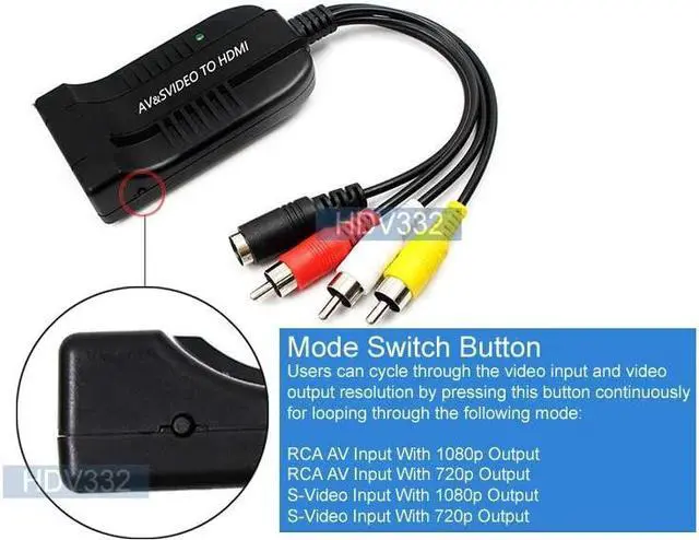 Alt view image 3 of 4 - Composite RCA AV S-Video to 1080p 720 HDMI Up Converter Scaler