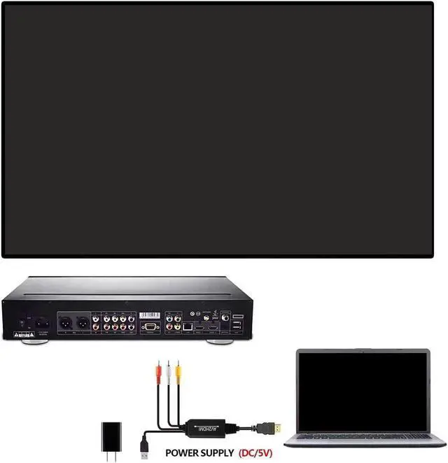 Alt view image 7 of 7 - Ronyme HDMI to RCA Converter, HDMI to RCA Cable Adapter, HDMI 1080P to AV 3RCA CVBs Audio Compound Supports NTSC for Laptop, HDTV, DVD, VHC - Write a