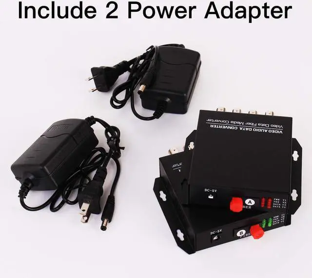 Alt view image 4 of 7 - GESD 4 Video Data Fiber Optic Media Converter Analog Video Over Singlemode Fiber Optic Interface BNC FC Signal up 20Km (1Pair Transmitter and Receiver) for CCTV Cameras Surveillance System