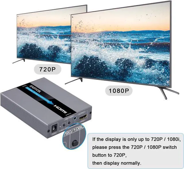 Alt view image 5 of 7 - RCA Svideo to HDMI Converter RCA Composite CVBS AV or Svideo + R/L Audio Input to HDMI Output Upscale Converter Supports 720P/ 1080P Output Switch for N64 PS2 Wii DVD