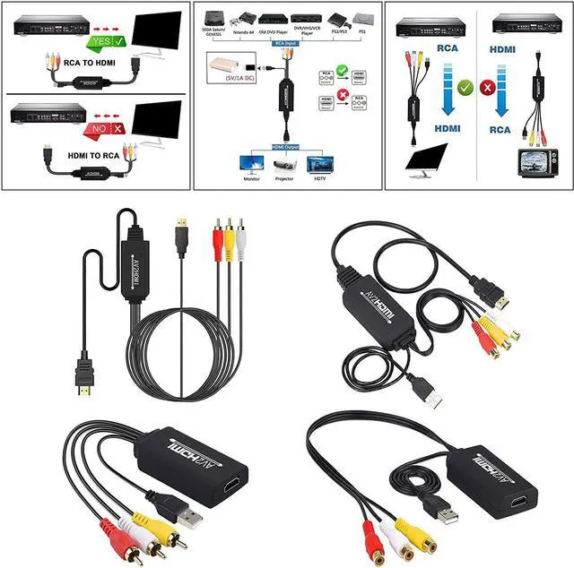 Alt view image 4 of 7 - Ronyme HDMI to RCA Converter, HDMI to RCA Cable Adapter, HDMI 1080P to AV 3RCA CVBs Audio Compound Supports NTSC for Laptop, HDTV, DVD, VHC - Write a