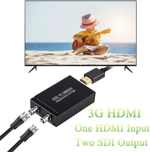 Alt view image 3 of 6 - HDMI to SDI Converter HDMI in Two SDI Output SD HD 3G-SDI Video Adapter Auto Format Detection Video Converter Stereo Audio Embedder for Camera