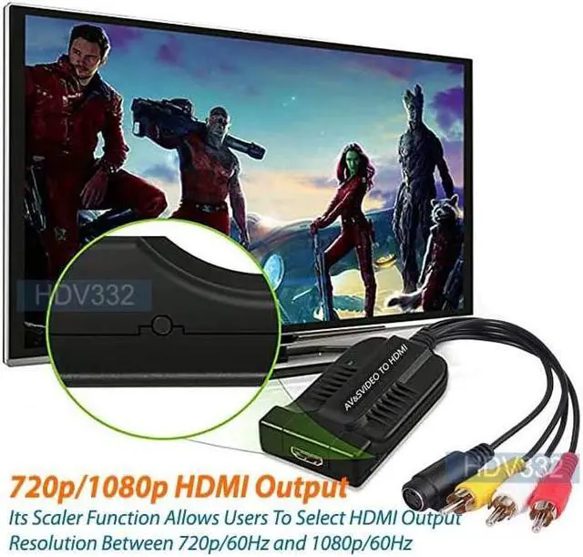 Alt view image 2 of 4 - Composite RCA AV S-Video to 1080p 720 HDMI Up Converter Scaler