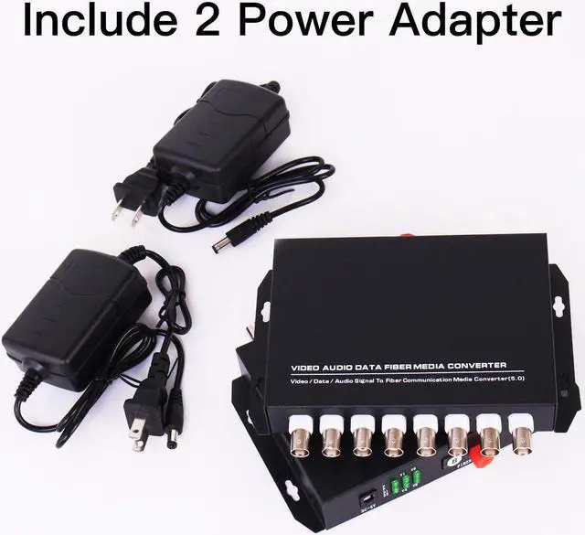 Alt view image 4 of 7 - 8 Channel Video Data Fiber Optic Media Converter FC Singlemode Transmission Distance 20Km for Analog CCTV Surveillance Security System (1Pair Interface BNC coaxial Conversion Transmitter)