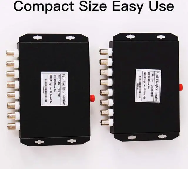Alt view image 7 of 7 - 8 Channel Video Data Fiber Optic Media Converter FC Singlemode Transmission Distance 20Km for Analog CCTV Surveillance Security System (1Pair Interface BNC coaxial Conversion Transmitter)