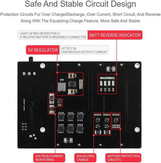 Alt view image 6 of 7 - Waveshare UPS Power Module for Jetson Nano with 5V Uninterruptible Power Supply Multi Battery Protection Circuits
