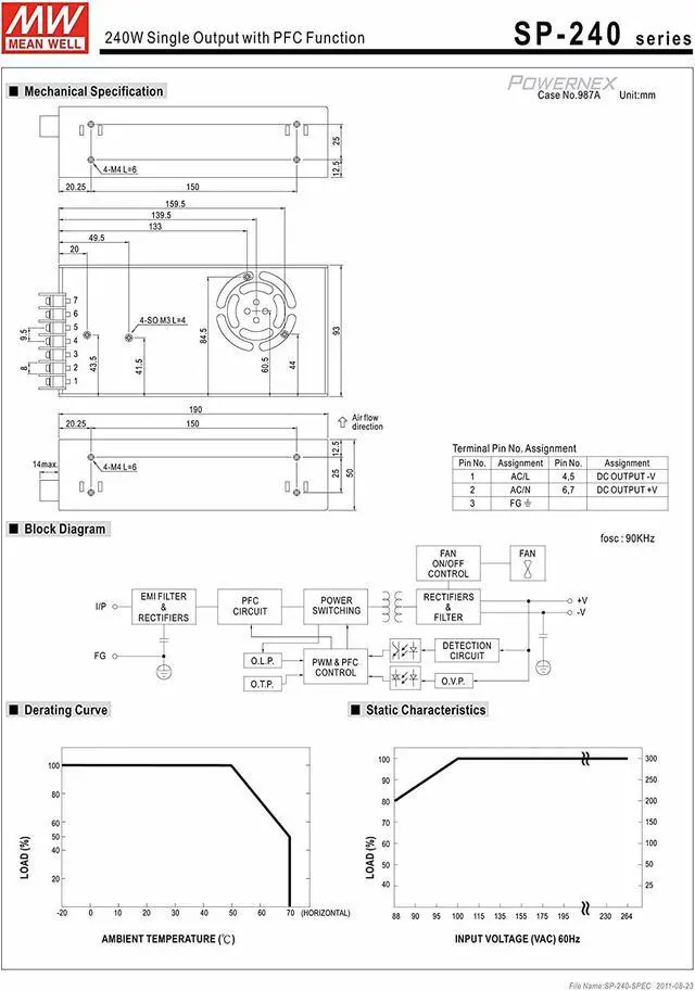 Alt view image 3 of 3 - [PowerNex] Mean Well SP-240-7.5 7.5V 32A 240W Single Output with PFC Function Power Supply