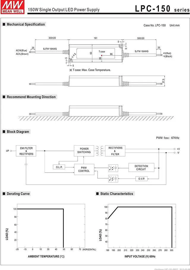 Alt view image 2 of 2 - [PowerNex] Mean Well LPC-150-350 430V 350mA 150W Single Output LED Power Supply