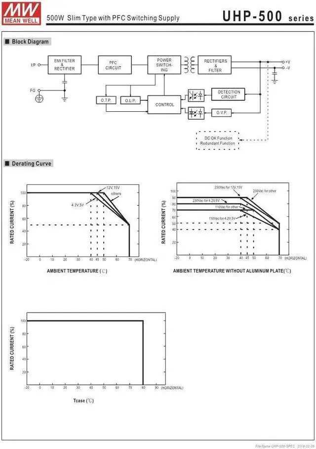 Alt view image 4 of 7 - MEAN WELL UHP-500-5 5V 80A 400W Slim Type with LED PFC Switching Supply
