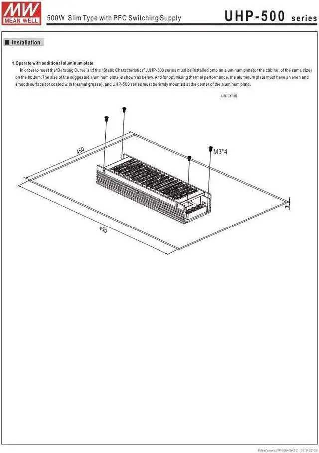 Alt view image 7 of 7 - MEAN WELL UHP-500-5 5V 80A 400W Slim Type with LED PFC Switching Supply