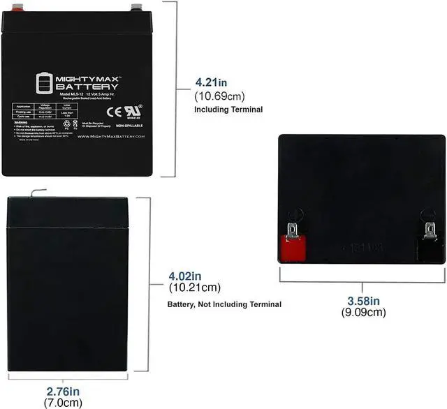 Alt view image 2 of 7 - Mighty Max Battery 12V 5Ah Chamberlain 41A6357-1 Garage Door Opener 4228 Standby - 2 Pack