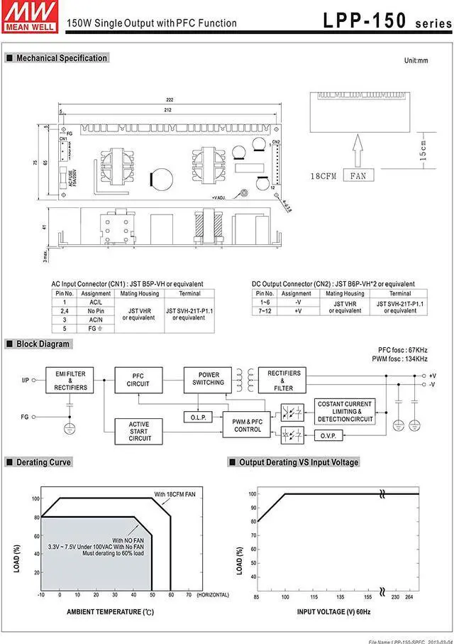 Alt view image 2 of 2 - [PowerNex] Mean Well LPP-150-5 5V 30A 150W Single Output with PFC Function Power Supply