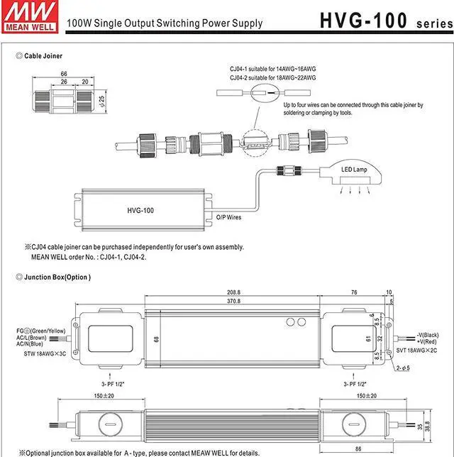 Alt view image 7 of 7 - MW Mean Well Original HVG-100-36A 36V 2.6A 95W Single Output LED Switching Power Supply