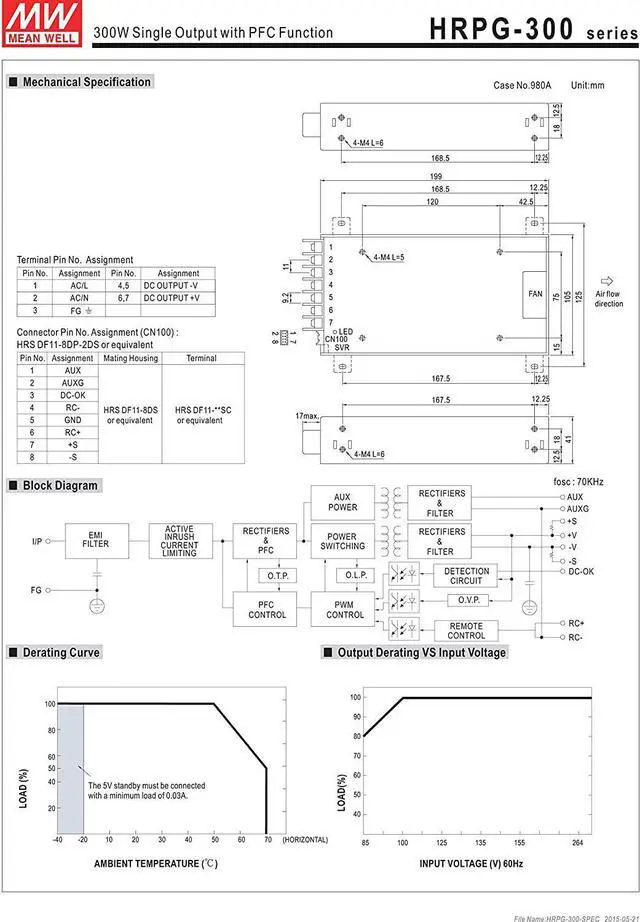 Alt view image 3 of 5 - [PowerNex] Mean Well HRPG-300-3.3 3.3V 60A 198W Single Output with PFC Function Power Supply