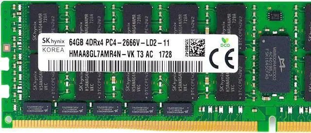 Alt view image 2 of 2 - SK hynix 64GB/4Gx4 DDR4 2666MHz ECC/REG Load Reduced CL 19 Server Memory HMAA8GL7AMR4N-VK