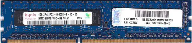 Main image of Hynix 4GB PC3 10600E DDR3 1333MHz ECC MEMORY MODULE HMT351U7BFR8C-H9