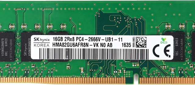 Alt view image 2 of 2 - SK HYNIX 16GB PC4-2666V-U UNBUFFERED Non ECC 2RX8 Memory UDIMM HMA82GU6AFR8N-VK