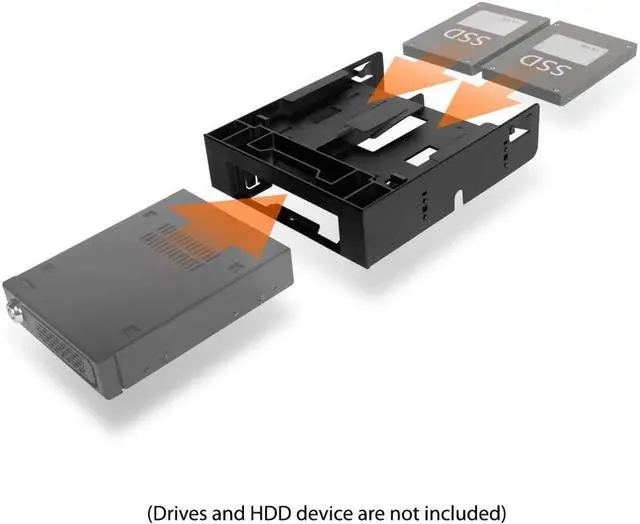 Alt view image 4 of 7 - Dual 2.5 HDD/SSD & One 3.5 HDD/Device Front Bay to External 5.25 Bay SSD Mounting Bracket | Flex-FIT Trio MB343SP