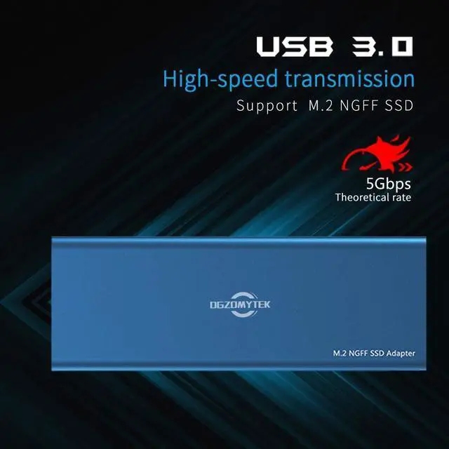 Alt view image 6 of 7 - DGZOMYTEK M.2 SATA SSD to USB 3.0 External SSD Reader Converter Adapter Enclosure with UASP, Support NGFF M.2 2280 2260 2242 2230 SSD with Key B/Key B+M (M.2 NGFF to USB3.0 (Blue)