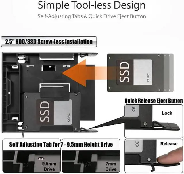 Alt view image 6 of 7 - Dual 2.5 HDD/SSD & One 3.5 HDD/Device Front Bay to External 5.25 Bay SSD Mounting Bracket | Flex-FIT Trio MB343SP