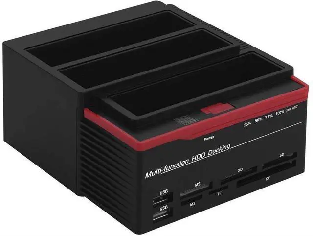 Alt view image 6 of 7 - WAGA Hard Drive Docking Station,Hard Disk Drive HDD Docking Station for 2.5 3.5 inch IDE SSD SATAI/II (1.5G/3.0G),USB 2.0 to SATA IDE Dual Slots HDD Reader with Card Reader 2 Port USB 2.0 Hub