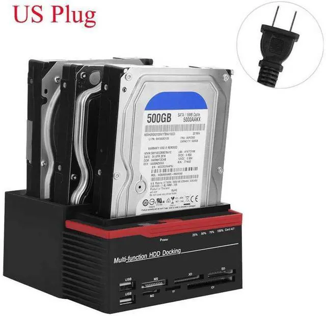 Alt view image 2 of 7 - WAGA Hard Drive Docking Station,Hard Disk Drive HDD Docking Station for 2.5 3.5 inch IDE SSD SATAI/II (1.5G/3.0G),USB 2.0 to SATA IDE Dual Slots HDD Reader with Card Reader 2 Port USB 2.0 Hub