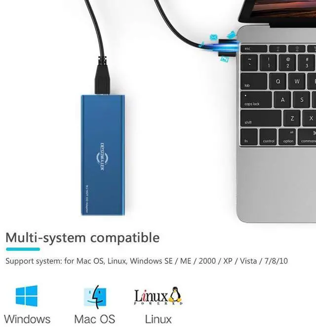 Alt view image 7 of 7 - DGZOMYTEK M.2 SATA SSD to USB 3.0 External SSD Reader Converter Adapter Enclosure with UASP, Support NGFF M.2 2280 2260 2242 2230 SSD with Key B/Key B+M (M.2 NGFF to USB3.0 (Blue)