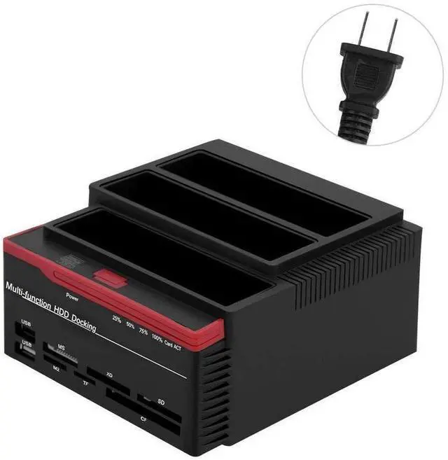 Main image of WAGA Hard Drive Docking Station,Hard Disk Drive HDD Docking Station for 2.5 3.5 inch IDE SSD SATAI/II (1.5G/3.0G),USB 2.0 to SATA IDE Dual Slots HDD Reader with Card Reader 2 Port USB 2.0 Hub