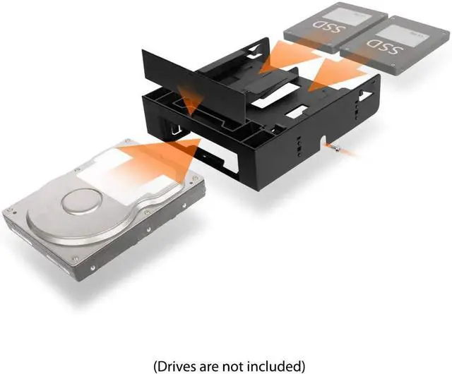 Alt view image 3 of 7 - Dual 2.5 HDD/SSD & One 3.5 HDD/Device Front Bay to External 5.25 Bay SSD Mounting Bracket | Flex-FIT Trio MB343SP