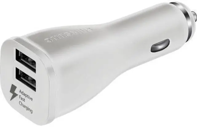 Alt view image 3 of 5 - Samsung Fast Charge Dual-Port Micro USB/USB-C Car Charger (White, 5' Cable)